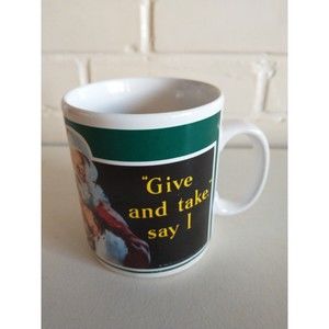 Coca Cola Christmas Vintage Mug "Give And Take I Say" Santa